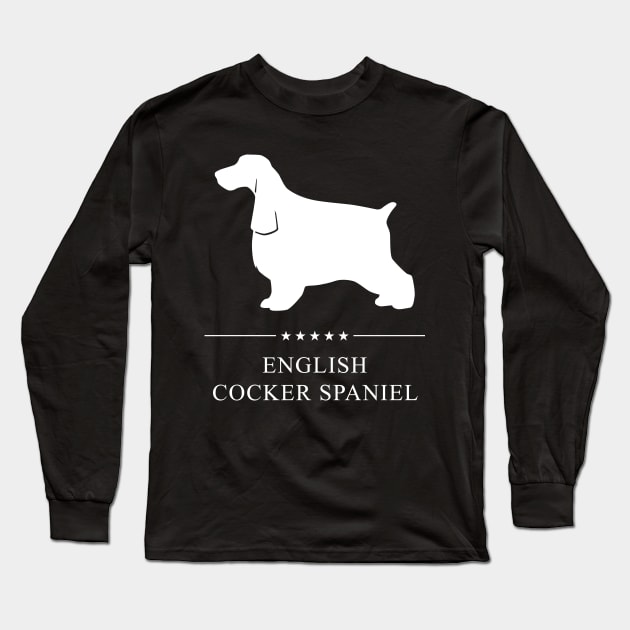 English Cocker Spaniel Dog White Silhouette Long Sleeve T-Shirt by millersye